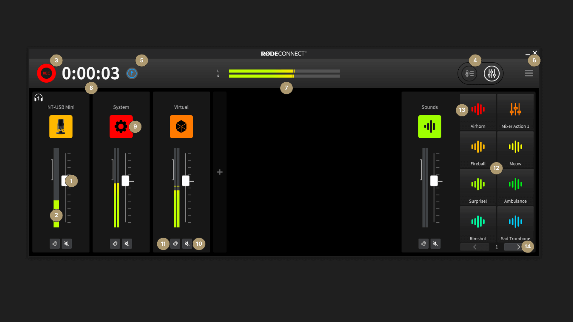 RØDE Connect interface feature points